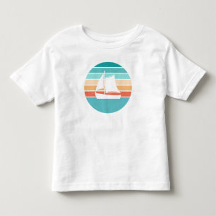 Retro Sonnenuntergang gestörter Effekt + Segelboot Kleinkind T-shirt