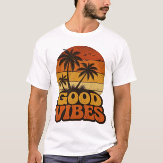 Retro-Sonnenuntergang-Good-Vibes-Grafik-T-Shirt T-Shirt