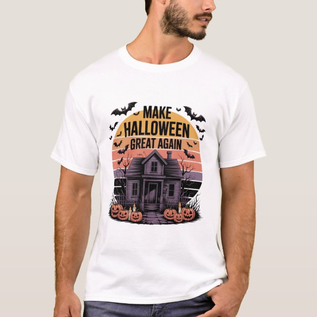 Retro Sonnenuntergang Halloween Artwork - Creepisc T-Shirt (Vorderseite)