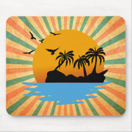 Retro-Sonnenuntergang Himmel auf Feuer Mousepad