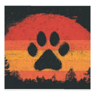 Retro-Sonnenuntergang-Hundepfote-Vintage-Silhouett Fotodruck