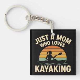Retro-Sonnenuntergang-Kajakfahren-Mama - Vintage-O Schlüsselanhänger