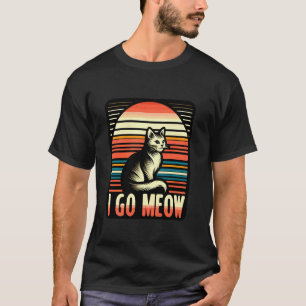 Retro Sonnenuntergang Katze Ich Gehe Miau T-Shirt