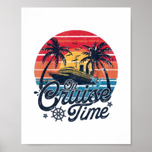 Retro Sonnenuntergang Kreuzfahrt Auf Kreuzfahrtzei Poster