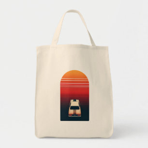 Retro Sonnenuntergang Minimalist Vintage Auto Road Tragetasche