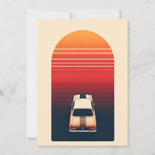 Retro Sonnenuntergang Minimalistischer Oldtimer Ro Ankündigung