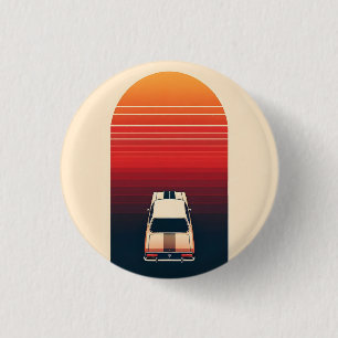 Retro-Sonnenuntergang Minimalistischer Vintage-Aut Button