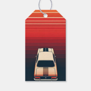 Retro-Sonnenuntergang Minimalistischer Vintage-Aut Geschenkanhänger