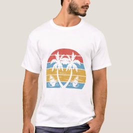 Retro-Sonnenuntergang mit Palmen Vintage-Farbdessi T-Shirt