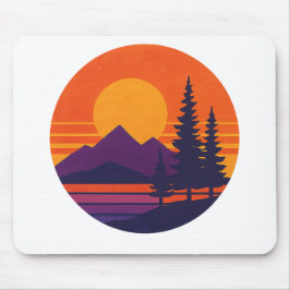 Retro Sonnenuntergang Natur Vibes | Vintage 80er Ä Mousepad