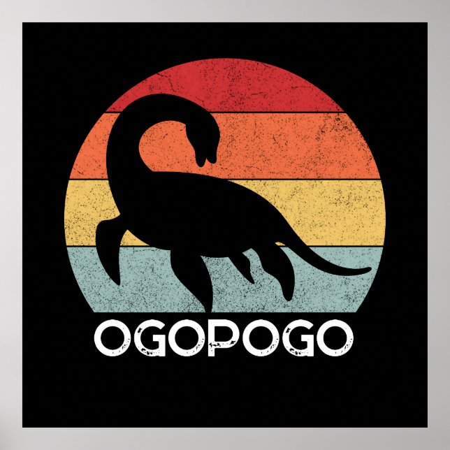 Retro-Sonnenuntergang Ogopogo, Okanagan Lake Monst Poster (Vorne)