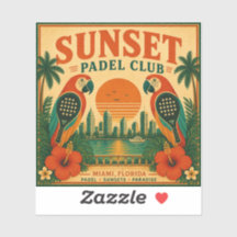 Retro-Sonnenuntergang-Padel-Club-Papageien-Sport-G