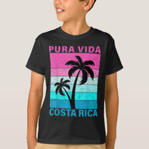 Retro Sonnenuntergang Palme Costa Rica Urlaub Pura T-Shirt