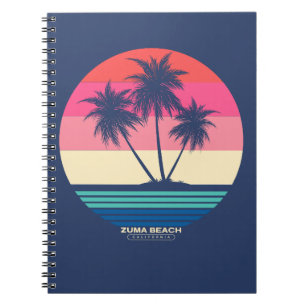 Retro-Sonnenuntergang Palmen Zuma Beach Notizblock