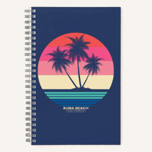Retro Sonnenuntergang Palmen Zuma Beach Notizbuch