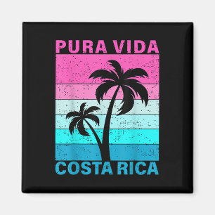 Retro-Sonnenuntergang-Palmenbaum Costa Rica Urlaub Magnet