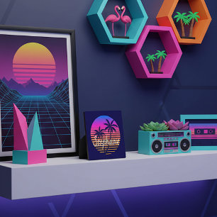 Retro Sonnenuntergang Personalisiert Fotoplatte