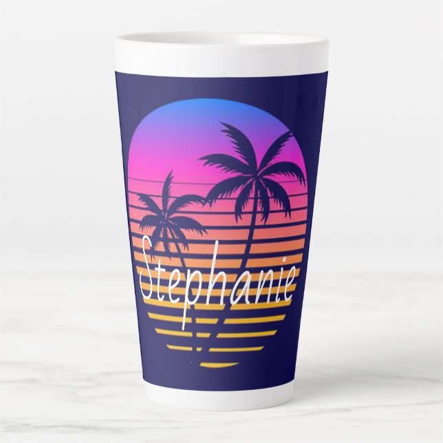 Retro-Sonnenuntergang Personalisiert Milchtasse (Vorderseite)