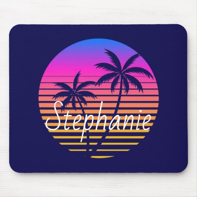 Retro-Sonnenuntergang Personalisiert Mousepad (Vorne)