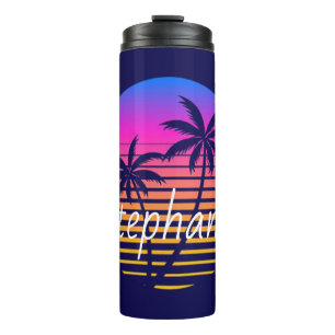 Retro-Sonnenuntergang Personalisiert Thermosbecher