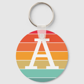 Retro-Sonnenuntergang personalisiertes Monogramm Schlüsselanhänger