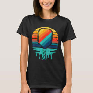 Retro-Sonnenuntergang-Pickleball-Paddel-Sport-Graf T-Shirt