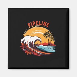 Retro Sonnenuntergang Pipeline Hawaii Sommer Surfe Magnet