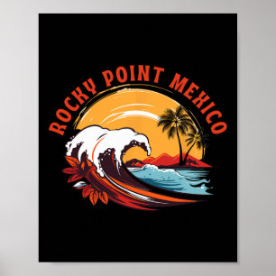 Retro-Sonnenuntergang Rocky Point Mexiko Sommer Su Poster