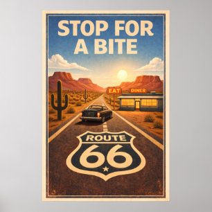Retro-Sonnenuntergang Route 66 Diner Kunstmalerei Poster