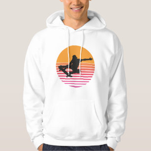 Retro-Sonnenuntergang-Skateboarder Hoodie