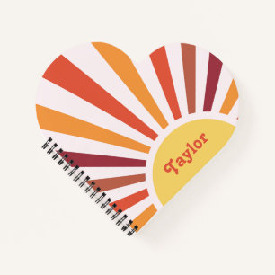 Retro-Sonnenuntergang-Sonnenstrahlen Personalisier Notizbuch