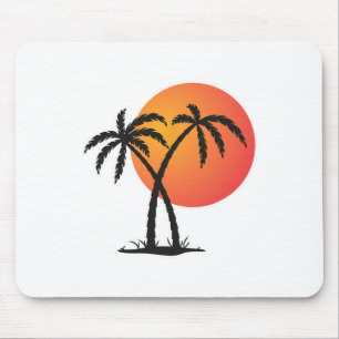Retro Sonnenuntergang Strand Palme Sommer Urlaub F Mousepad