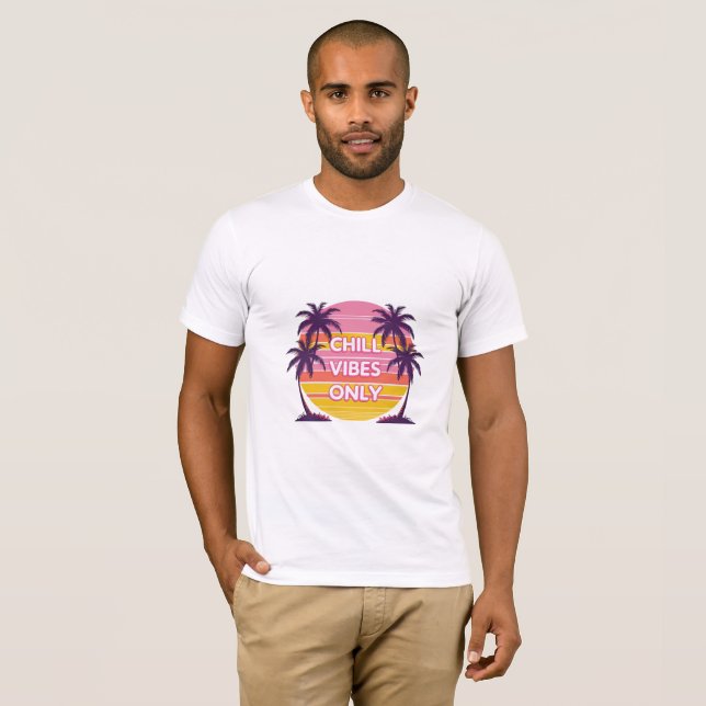 Retro-Sonnenuntergang-T-Shirt 'Chill Vibes Only' T-Shirt (Vorne ganz)