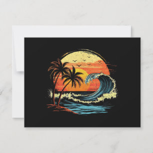 Retro Sonnenuntergang Tropisch Vintage Strand Palm Save The Date