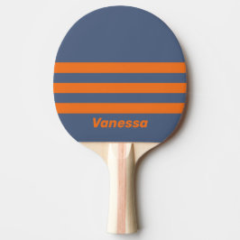 Retro-Sonnenuntergang-Ufer Dreier-Streifen & Name Tischtennis Schläger