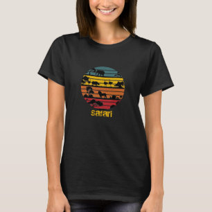 Retro-Sonnenuntergang und afrikanische Tiere T-Shi T-Shirt