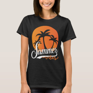 Retro-Sonnenuntergang und Palmen Damen-T-Shirt mit T-Shirt