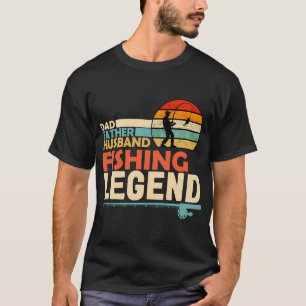 Retro Sonnenuntergang Vater Ehemann Angler Legende T-Shirt