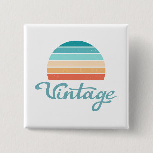 Retro-Sonnenuntergang + Vintage-Script-Distressed Button