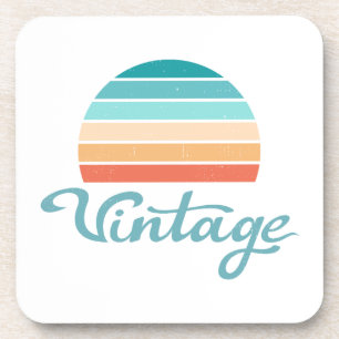 Retro-Sonnenuntergang + Vintage-Skript abgenutzt Getränkeuntersetzer
