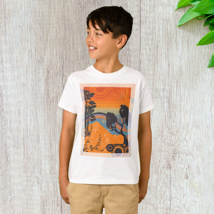 Retro-Sonnenuntergang-Waldlandschaft-Abstrakt T-Shirt