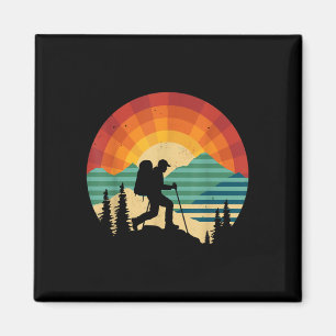 Retro-Sonnenuntergang-Wanderhemd Vintage-Wanderer- Magnet