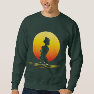 Retro-Sonnenuntergang weibliche Silhouette Sweatshirt