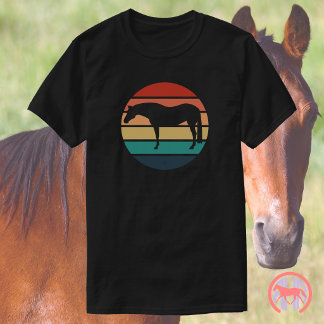 Retro-Sonnenuntergang Western Quarter Horse Silhou T-Shirt