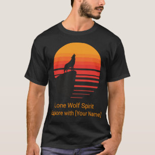 Retro Sonnenuntergang Wolf Heulend Personalisiert T-Shirt