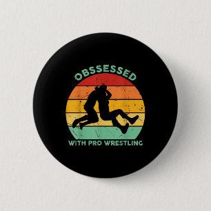 Retro-Sonnenuntergang-Wrestling, besessen von Pro- Button
