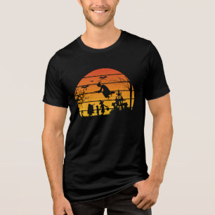 Retro Sonnenuntergang zwischen Hexe beängstigende  Tri-Blend Shirt