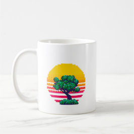 Retro-Sonnenuntergangs-Baum-Abenteuer Kaffeetasse