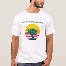 Retro-Sonnenuntergangs-Baum-Abenteuer T-Shirt