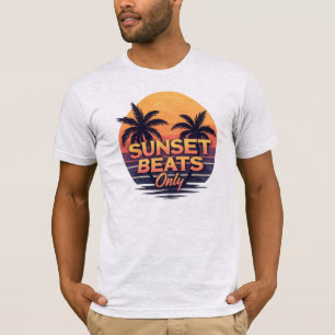 Retro Sonnenuntergangs-Beats Nur Palmen Vintage T-Shirt